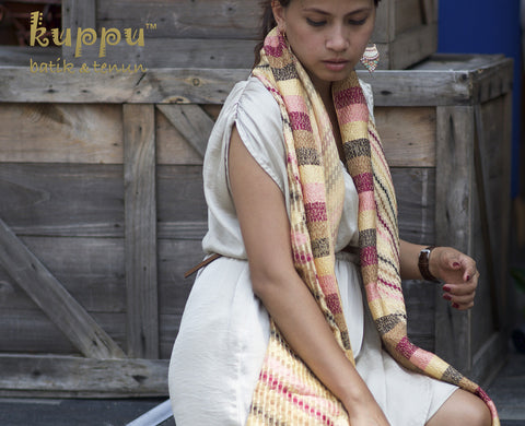 Lemon cream Tenun Imam Silk Scarf